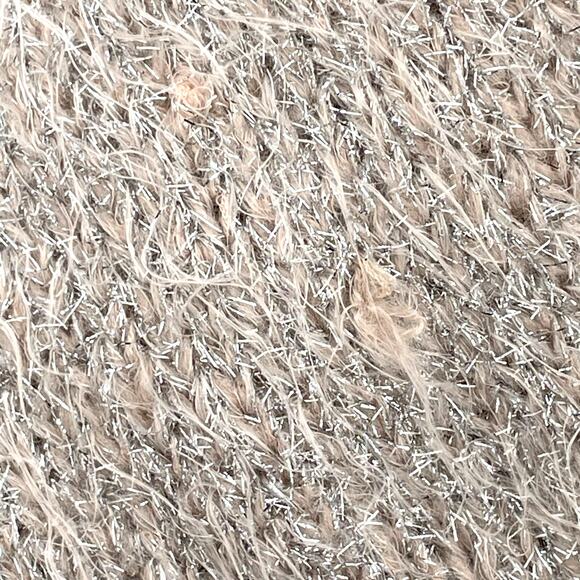 Jennifer Lopez Pullover Women's Sweater, Tan W/ Silver Threads, Sz. L *READ* - Picture 6 of 10